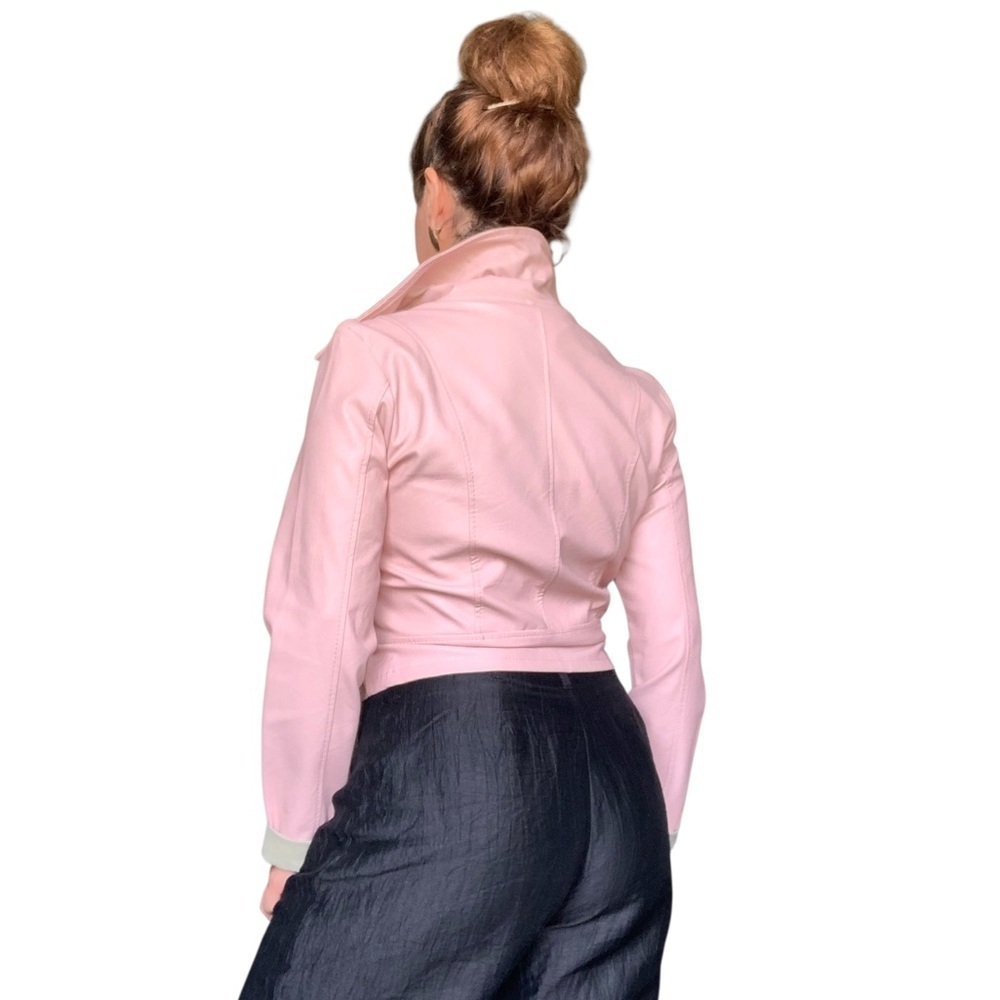 Italian Faux Leather Moto Jacket – Blush, Size Medium - Picture 14 of 16